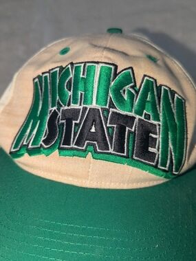Michigan State Green and Cream Embroidered Baseball Cap